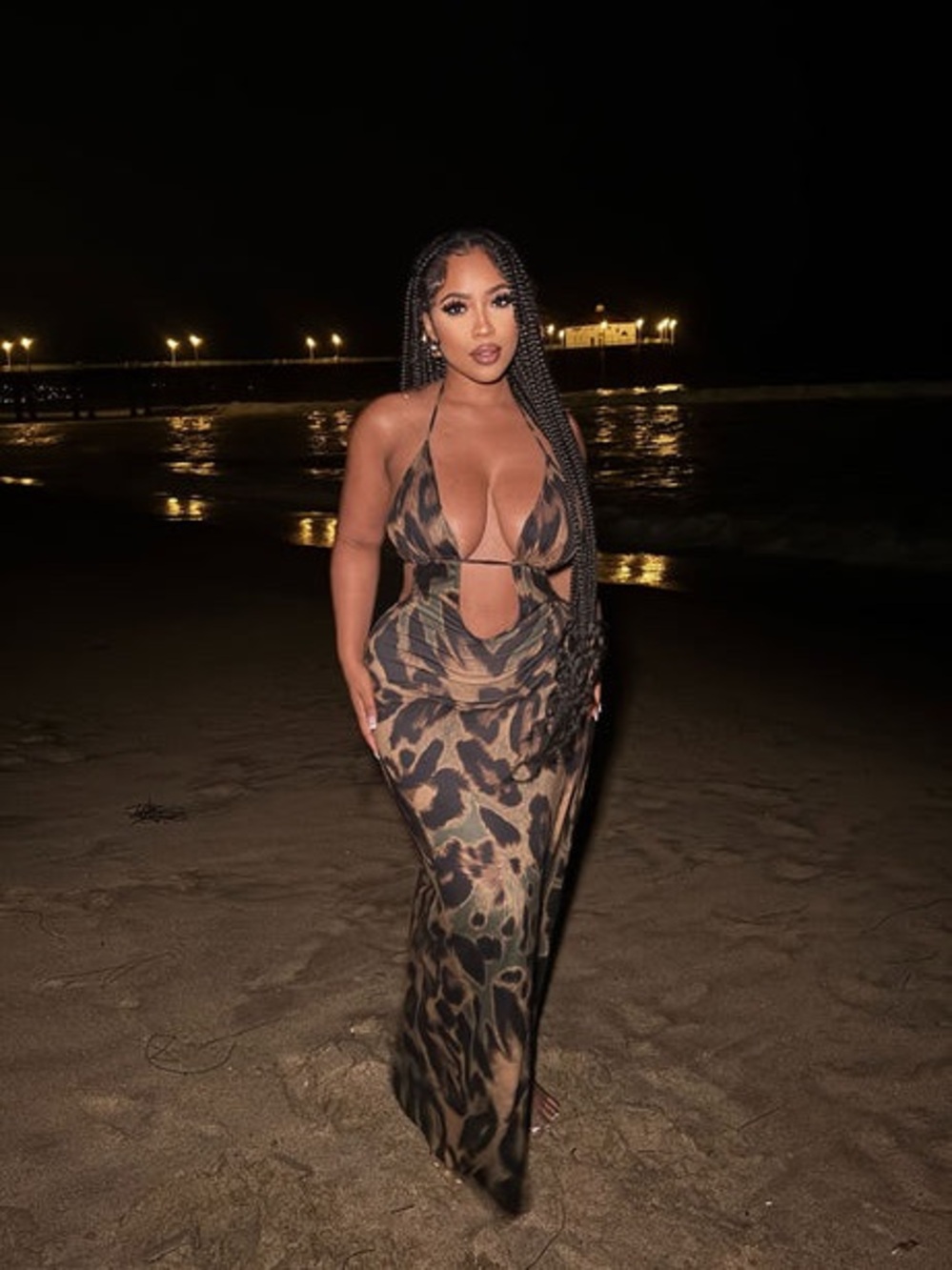 Fashion Nova Tulum Nights Leopard Maxi Dress